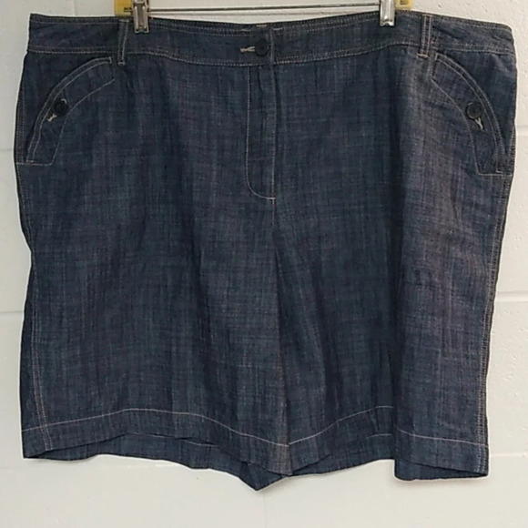 JUST MY SIZE LIGHT WEIGHT, DARK 100% COTTON, DENIM, 9.5", JEAN SHORTS NEW - Picture 2 of 8